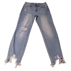 Judy Blue 3/26 Boyfriend Fit Relaxed Distressed Frayed Hem Women's Jeans JB88389